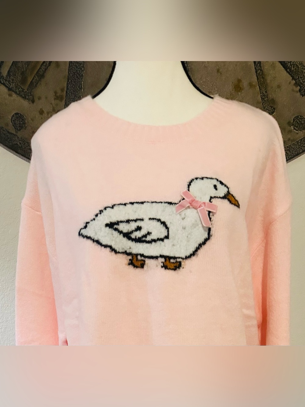 Simply Southern Pastel Pink Duck Sweater - Picture 2 of 3